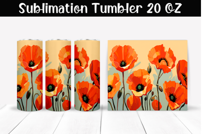 Poppies Sublimation Tumbler Wrap 20 oz