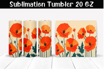 Poppies Sublimation Tumbler Wrap 20 oz