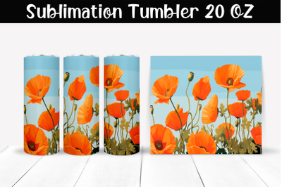 Poppies Sublimation Tumbler Wrap 20 oz