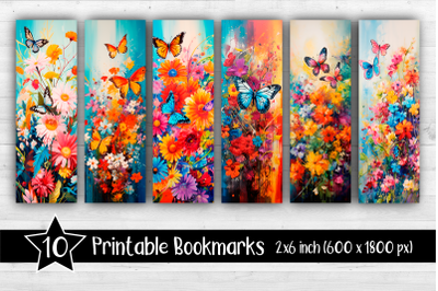 10 Butterflies Bookmarks Printable 2x6 inch