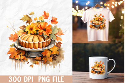 Pumpkin Cake with Autumn Leaves