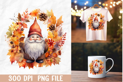 Santa Gnome with Fall Pumpkins