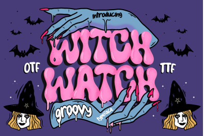 Witch Watch Font, Groovy Mystic Typeface, Bubble Gothic Fonts, OTF
