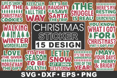 Christmas Sticker SVG Bundle