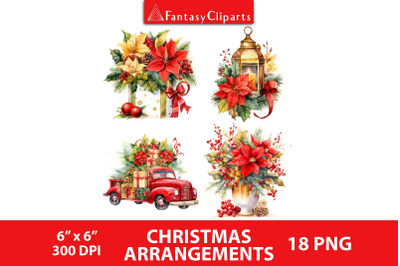 Christmas Arrangements Clipart | Floral Bouquets PNG