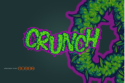 Crunch fantasy lettering word cannabis smoke