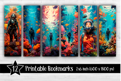 12 Undersea world Bookmarks Printable 2x6 inch