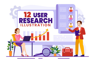 12 User Research Vector Illustration