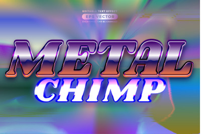 Retro text effect metal chimp futuristic editable 80s classic style wi