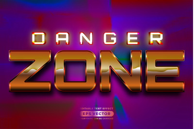 Retro text effect danger zone futuristic editable 80s classic style wi