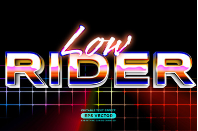 Retro text effect low rider futuristic editable 80s classic style with
