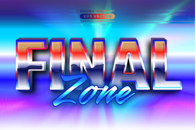 Retro text effect final zone futuristic editable 80s classic style wit