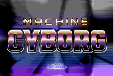 Retro text effect machine cyborg futuristic editable 80s classic style