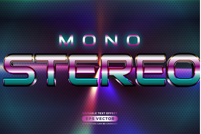 Retro text effect mono stereo futuristic editable 80s classic style wi