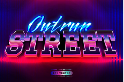 Retro text effect outrun street futuristic editable 80s classic style