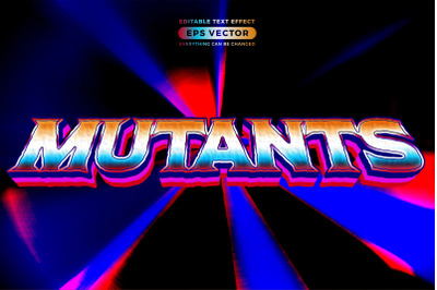 Retro text effect mutants futuristic editable 80s classic style with e