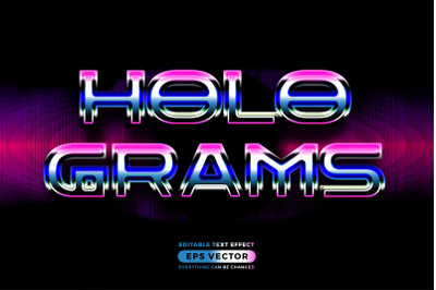 Retro text effect hologram futuristic editable 80s classic style with