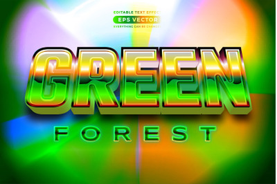 Retro text effect green forest futuristic editable 80s classic style w