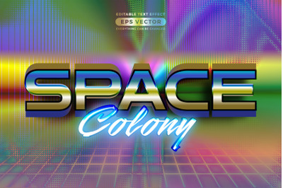 Retro text effect space colony futuristic editable 80s classic style w
