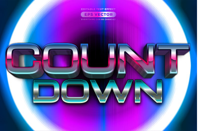Retro text effect countdown futuristic editable 80s classic style with