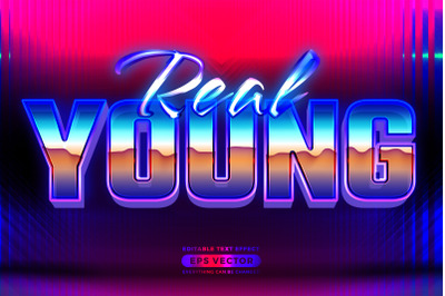 Retro text effect real young futuristic editable 80s classic style wit