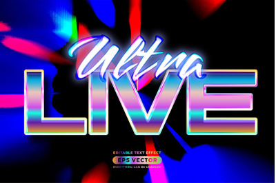 Retro text effect ultra live futuristic editable 80s classic style wit