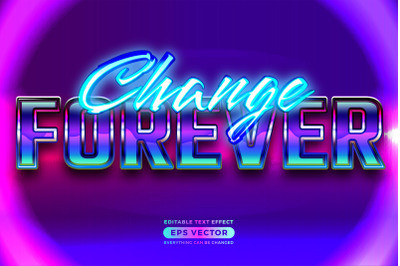 Retro text effect change forever futuristic editable 80s classic style