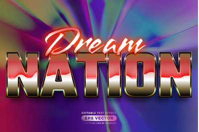 Retro text effect dream nation futuristic editable 80s classic style w