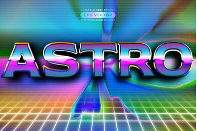 Retro text effect astro futuristic editable 80s classic style with exp