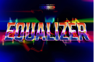 Retro text effect equalizer futuristic editable 80s classic style with