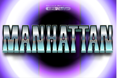 Retro text effect manhattan futuristic editable 80s classic style with