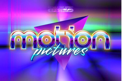 Retro text effect motion pictures futuristic editable 80s classic styl