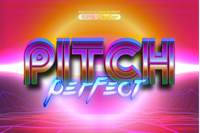 Retro text effect pitch perfect futuristic editable 80s classic style