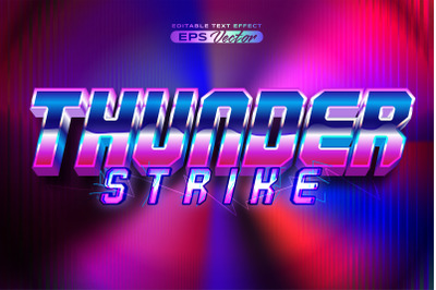 Retro text effect thunder strike futuristic editable 80s classic style