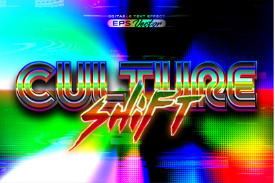 Retro text effect culture shift futuristic editable 80s classic style