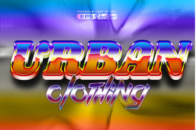 Retro text effect urban clothing futuristic editable 80s classic style