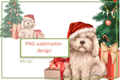 Cute dog Christmas PNG Sublimation