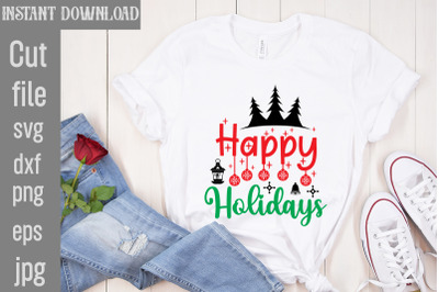 Happy Holidays SVG cut file,Christmas SVG Design, Christmas Tree Bundl