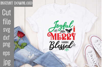 Joyful Merry Blessed SVG cut file&2C;Christmas SVG Design&2C; Christmas Tree