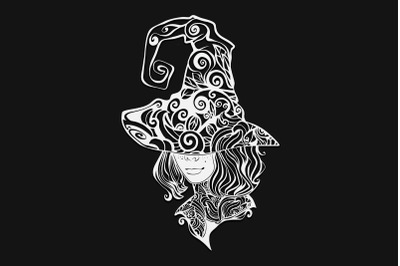 floral witch with hat | drawing #6