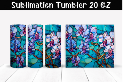 Orchids stained glass Sublimation Tumbler Wrap 20 oz