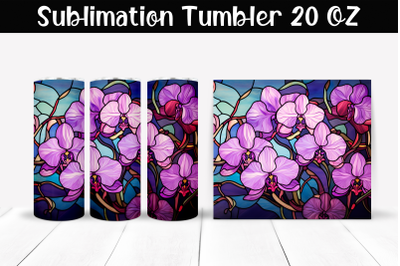 Orchids stained glass Sublimation Tumbler Wrap 20 oz