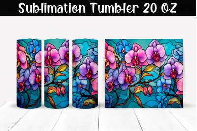 Orchids stained glass Sublimation Tumbler Wrap 20 oz