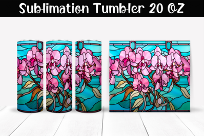 Orchids stained glass Sublimation Tumbler Wrap 20 oz