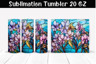 Orchids stained glass Sublimation Tumbler Wrap 20 oz