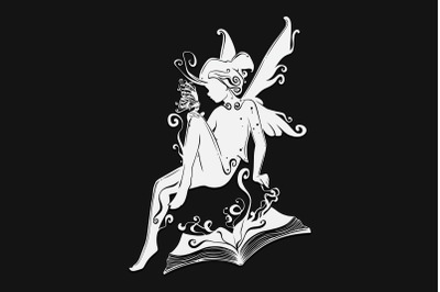 fairy on book | drawing #33