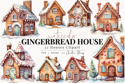 Watercolor Gingerbread House Clipart