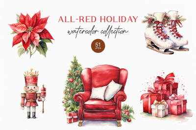 All-Red Holiday Watercolor Collection
