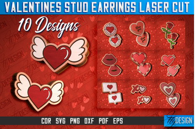 Valentines Stud Earrings Laser Cut SVG | Accessories Laser Cut SVG&nbsp;