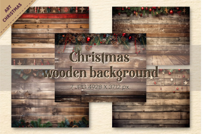 Christmas wooden background. Clipart.